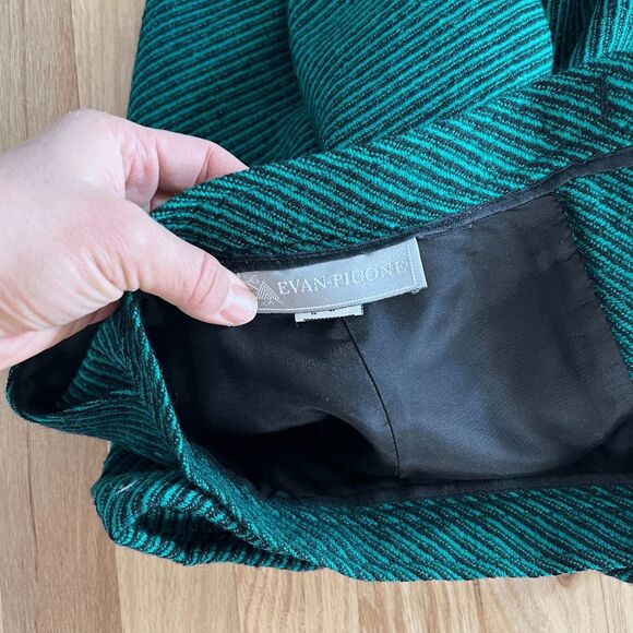 vtg 80s‎ 100% wool bow front green black skirt evan-picone Small knee length - Picture 5 of 6